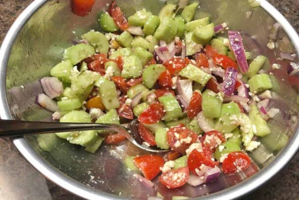 MARINATED CUCUMBERS, ONIONS, AND TOMATOES