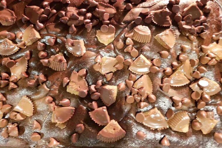 Reeses Peanut Butter Cup Earthquake Cake