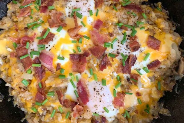 Cheesy Bacon Egg Hashbrown Casserole