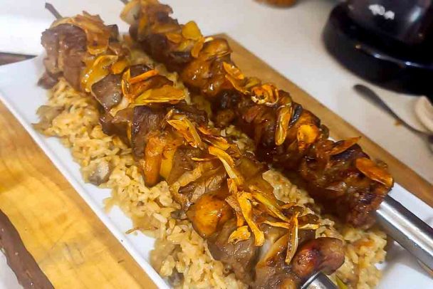 Garlicky Ribeye Steak Kabobs