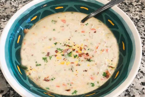 Smoked lamb, Potato and Corn Chowder