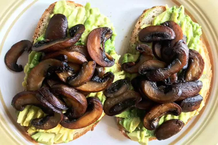 Herby mushrooms on avocado toast